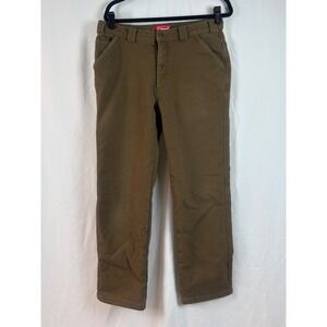 Coleman Mens Brown Fleece Lined Canvas Carpenter Utility Work Pants 34x32